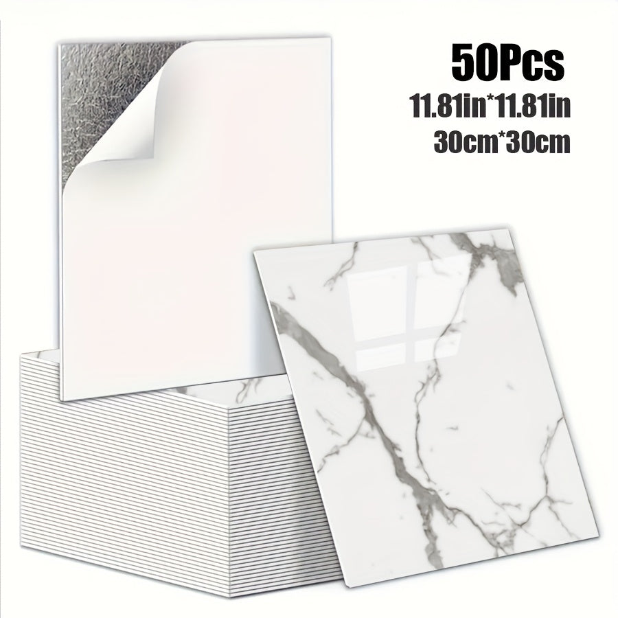 Luxury Marble Wall Panels 47.78×47.78 cm aus 3D-Vinyl, selbstklebend, spritzwassergeschützt und geeignet für Schlafzimmer, Wohnzimmer, Dusche und Bar
