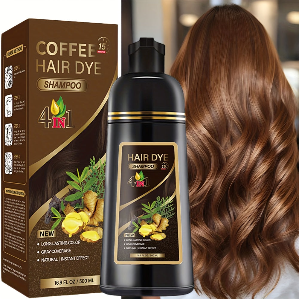 Black Hair Dye Shampoo 500ml mit Kräuterformel für langanhaltende Haarfarbe bei allen Haartypen