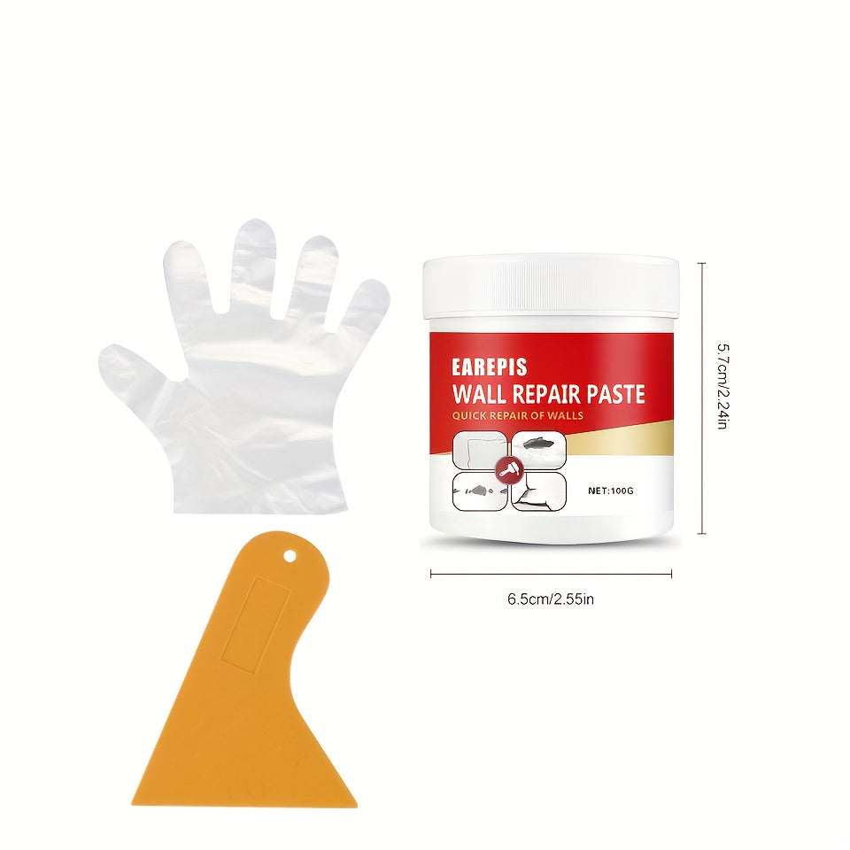 100g Wandreparatur-Set für Zuhause – Einfach anzuwenden, wasserdicht, rissfest, glatte Oberfläche, kein Vorwissen nötig, ideal für Innenräume