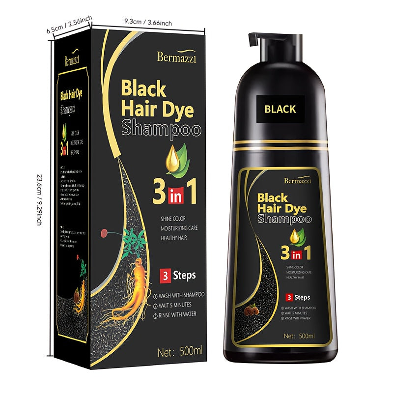 500ml Ginseng Haarfärbe-Shampoo – Pflanzliche Pflege, Grauabdeckung, langanhaltende Farbe, feuchtigkeitsspendend & sanft für Damen & Herren