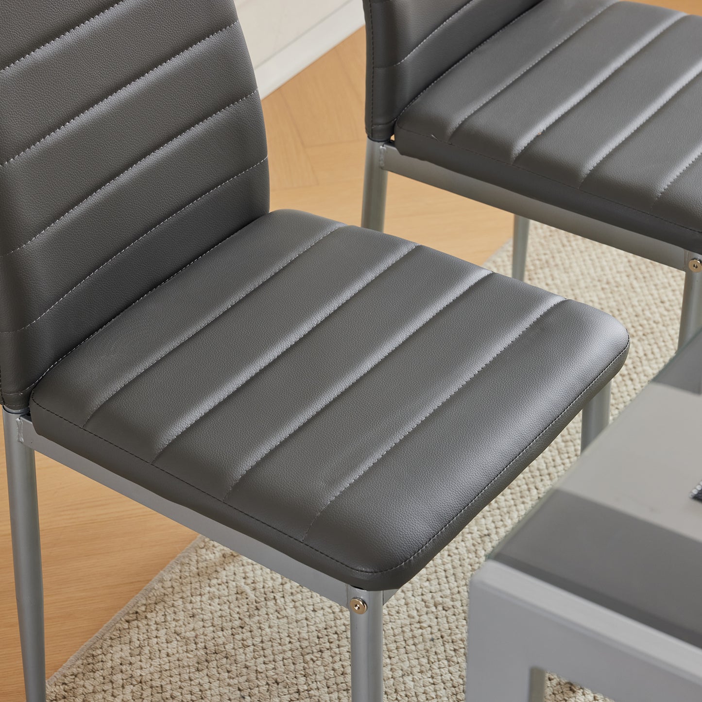 Bonlo Esszimmerstühle 6er-Set – gepolstert mit Metallbeinen, Kunstlederbezug, bis 140 kg belastbar, grau – ideal für Esszimmer, Wohnzimmer & Büro