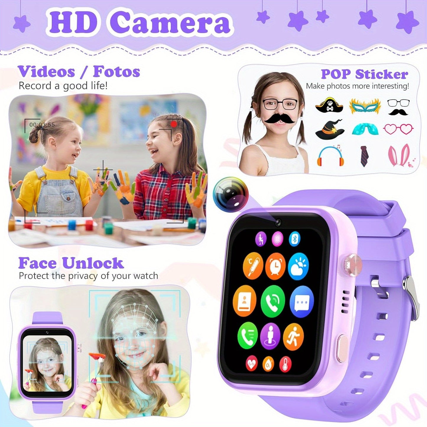 Premium LTE(4G) Smartwatch für Kinder – Android Uhr mit GPS, WLAN, SOS, Musik, ultradünn, mit integrierten Ohrhörern, ideal für Schule & Freizeit