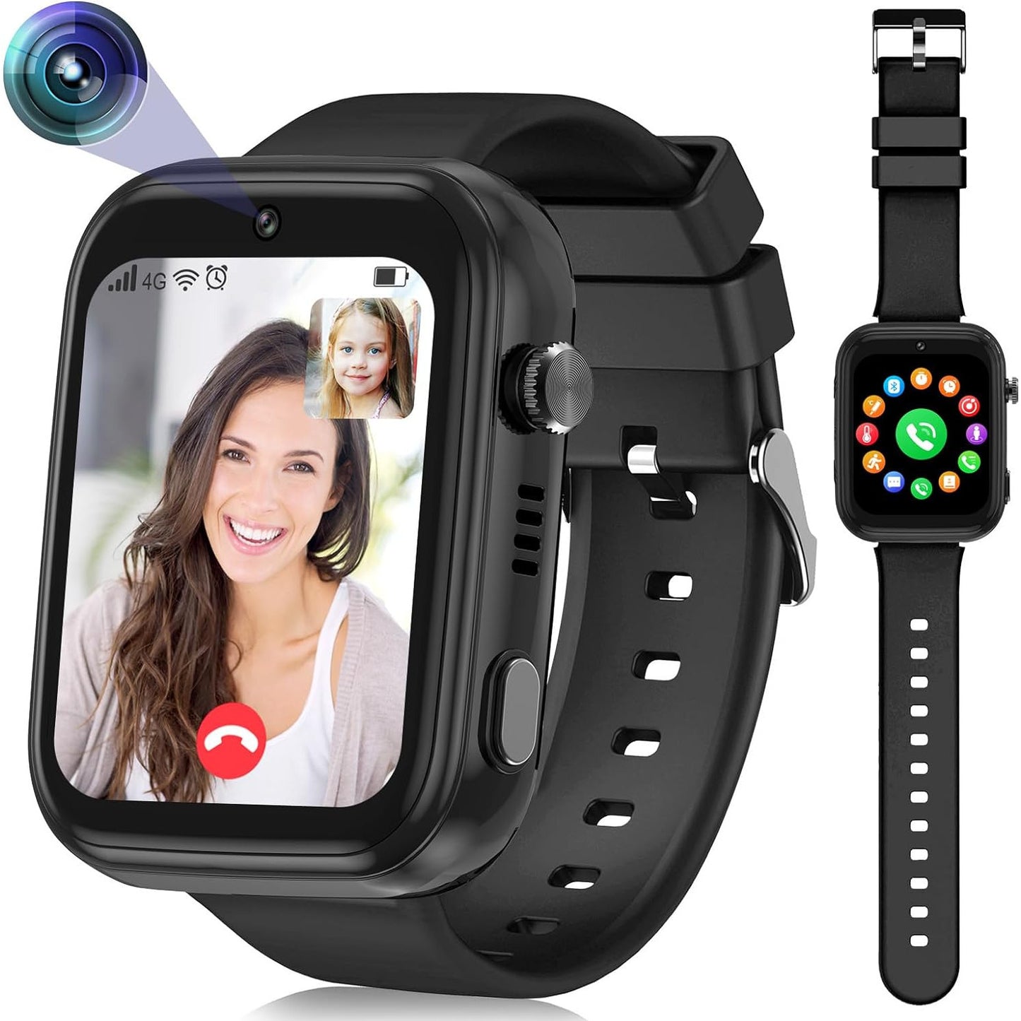 Premium LTE(4G) Smartwatch für Kinder – Android Uhr mit GPS, WLAN, SOS, Musik, ultradünn, mit integrierten Ohrhörern, ideal für Schule & Freizeit