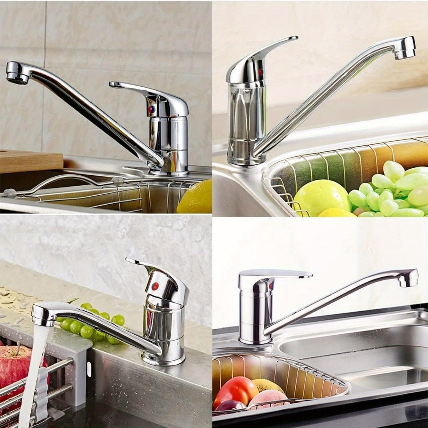 Hochwertiger Messing-Wasserhahn mit 360° Dreh-Auslauf – Einhebelmischer, Warm/Kalt-Anzeige, Chrom-Optik, einfache Montage für Küche & Bad