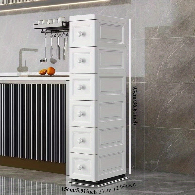 Ultradünner weißer Kosmetik-Organizer mit 4–6 Ebenen und runden Griffen – ideal für Make-up, Badzubehör und Küchenutensilien