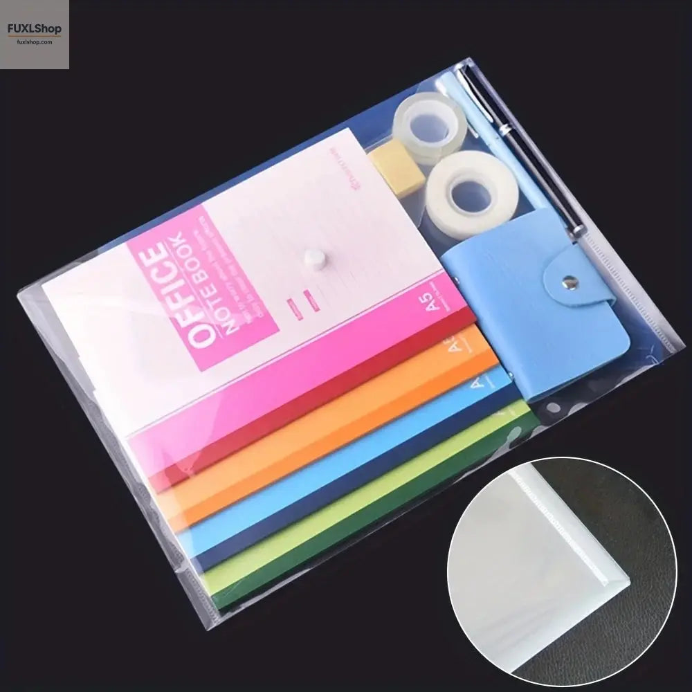 20 packs, plastic envelope, transparent reusable poly envelope waterproof folder with buttons, A4 size, for school office suppli - FUXL-Shopify