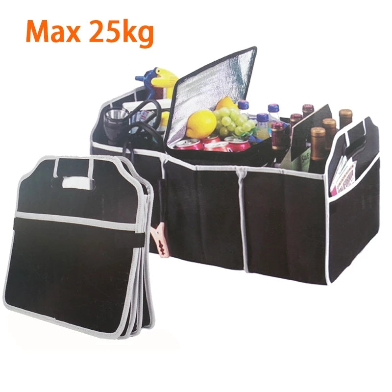 Faltbare Auto-Kofferraumtasche – Schwarze Aufbewahrungsbox für Kofferraum & Fahrzeug, robustes Polyester, universell passend, organisiert & platzsparend
