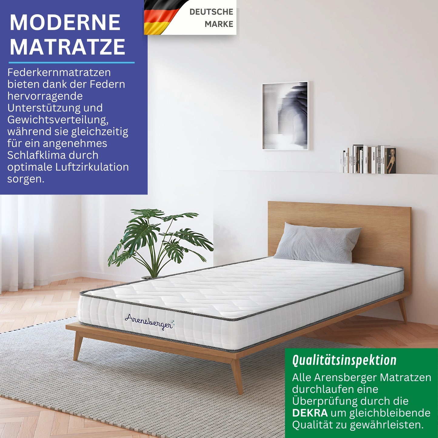 JANA Federkernmatratze – 19 cm Höhe, H2/H3 mittelfest, 7 Zonen, mit Schaumstoffschicht für optimalen Schlafkomfort – ideal für jedes Schlafzimmer