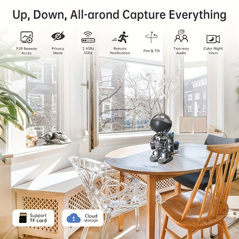 3MP HD Smart Sicherheitskamera – 360° Nachtsicht, Zwei-Wege-Audio, Bewegungserkennung, WLAN, App-gesteuert für Innen & Außen, Haustier & Zuhause