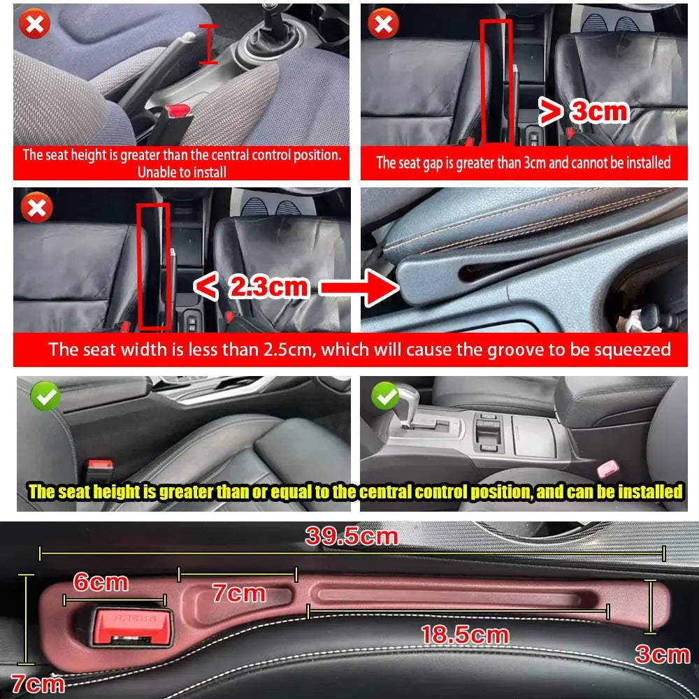 2Pcs Car Seat Gap Filler Seat Crevice Storage Box Bag Between Seats Console Organizer Decoration Interior Auto Accessories FUXL-Shopify