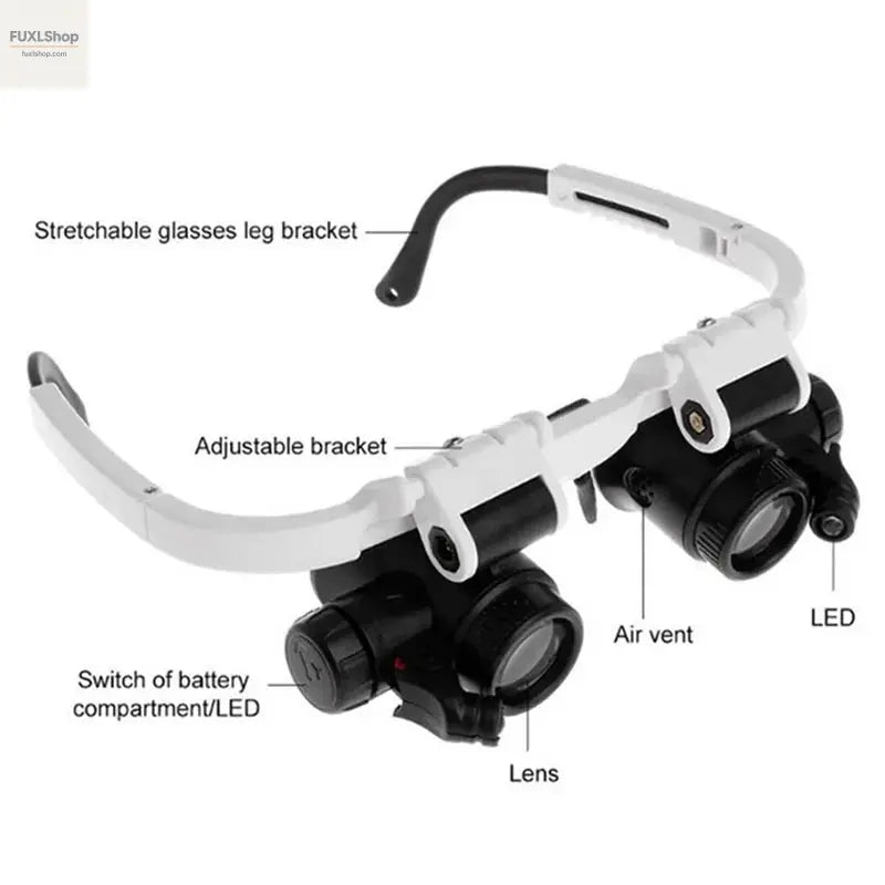 2XLED Watch Jeweler Repair Magnifier Head-Mounted Headband Adjustable Magnifying Head Eye Glasses Loupe Lens 8X 15X 23X - FUXL-Shopify