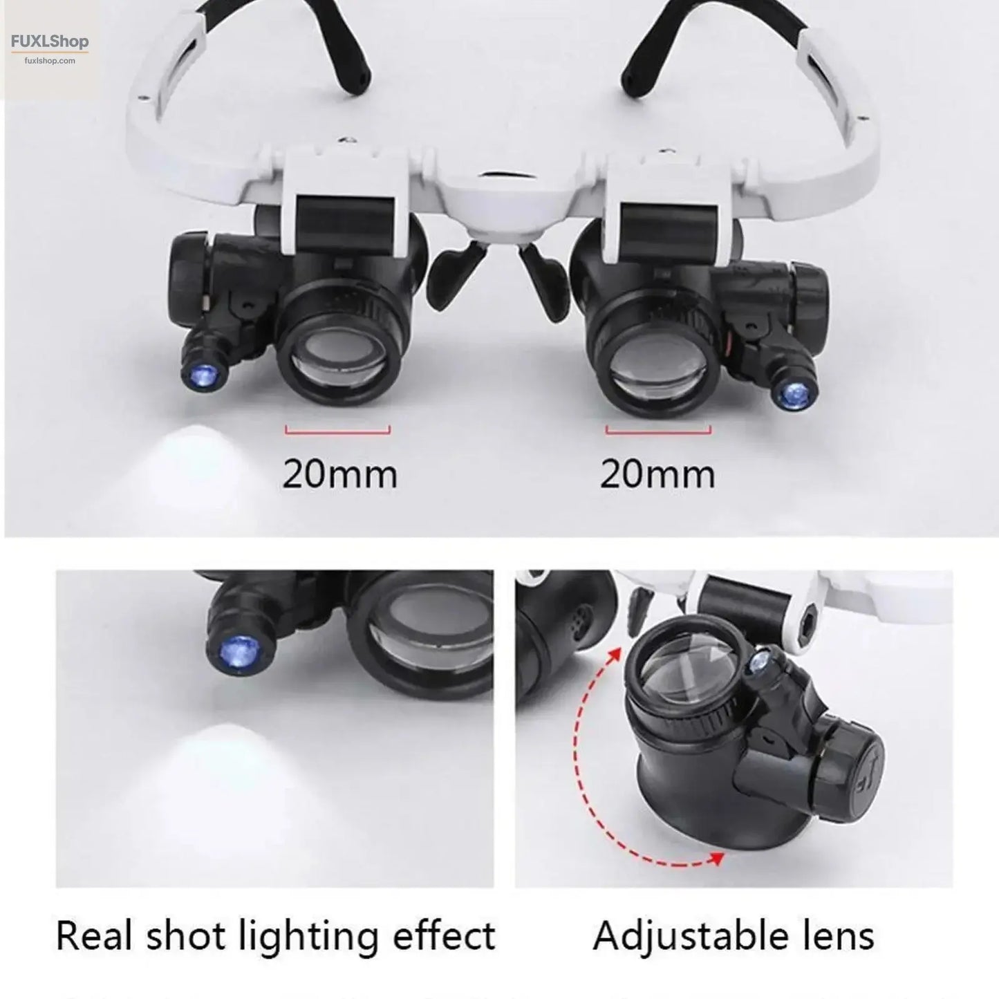 2XLED Watch Jeweler Repair Magnifier Head-Mounted Headband Adjustable Magnifying Head Eye Glasses Loupe Lens 8X 15X 23X - FUXL-Shopify
