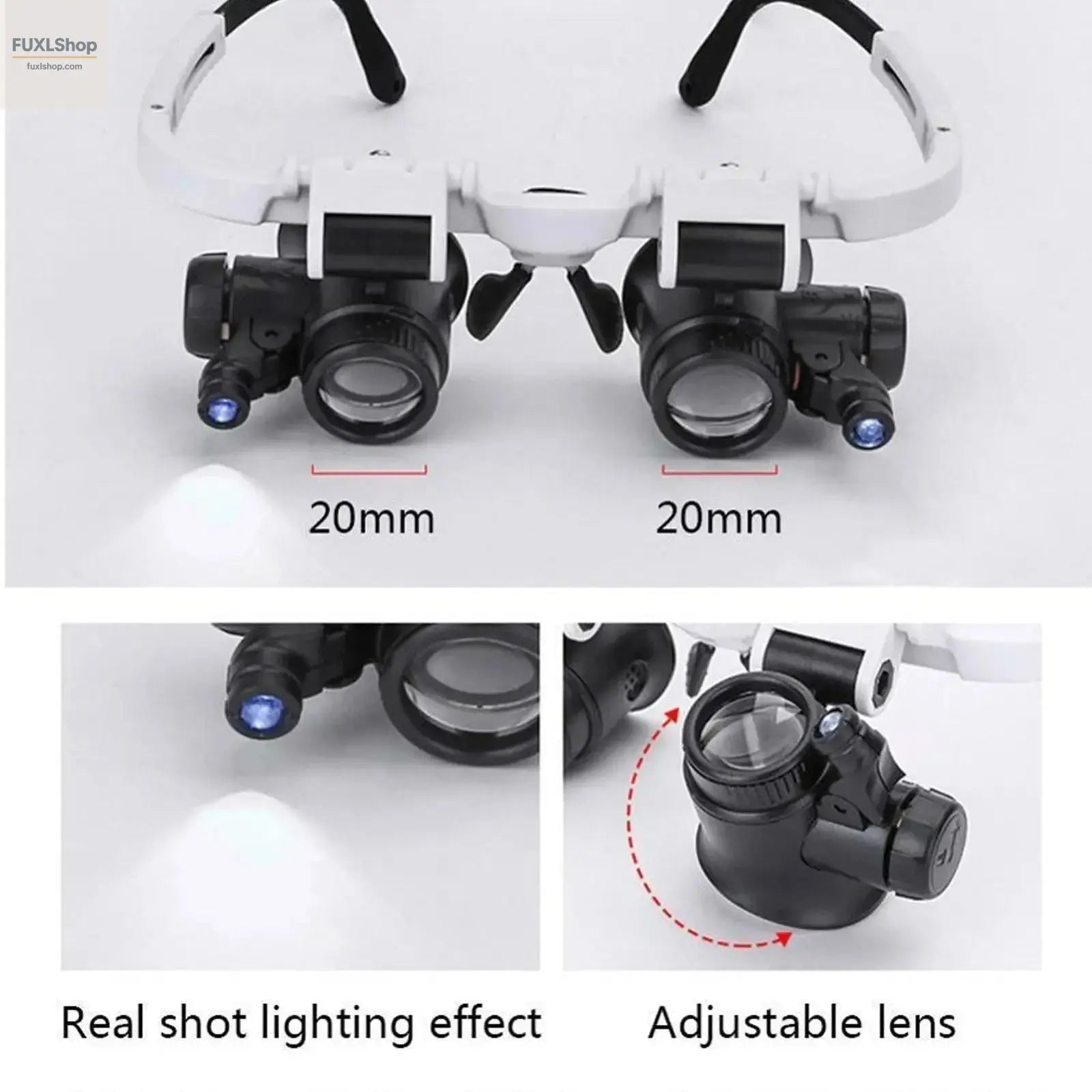 2XLED Watch Jeweler Repair Magnifier Head-Mounted Headband Adjustable Magnifying Head Eye Glasses Loupe Lens 8X 15X 23X - FUXL-Shopify