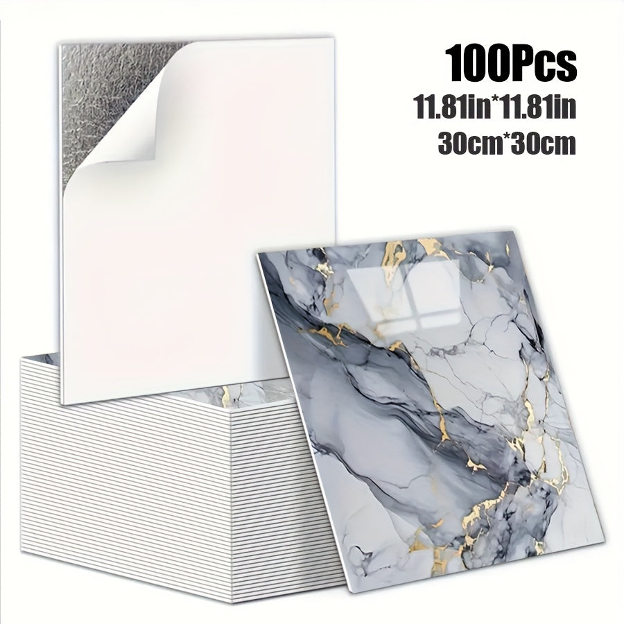 Luxury Marble Wall Panels 47.78×47.78 cm aus 3D-Vinyl, selbstklebend, spritzwassergeschützt und geeignet für Schlafzimmer, Wohnzimmer, Dusche und Bar