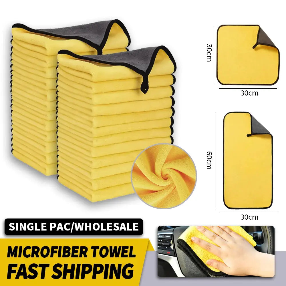3/5/10Pcs Car Wash Microfiber Towel 30x30/60CM Car Cleaning Drying Cloth Hemming Car Care Cloth Detailing Car Wash Towel FUXL-Shopify