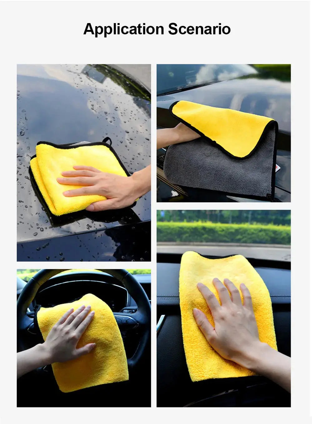 3/5/10Pcs Car Wash Microfiber Towel 30x30/60CM Car Cleaning Drying Cloth Hemming Car Care Cloth Detailing Car Wash Towel FUXL-Shopify