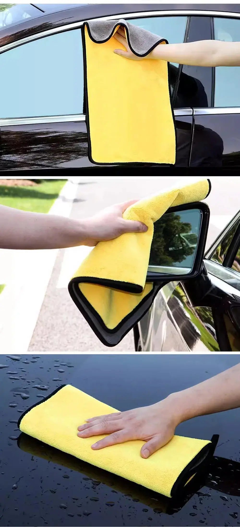 3/5/10Pcs Car Wash Microfiber Towel 30x30/60CM Car Cleaning Drying Cloth Hemming Car Care Cloth Detailing Car Wash Towel FUXL-Shopify