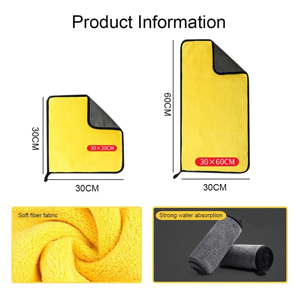 3/5/10Pcs Car Wash Microfiber Towel 30x30/60CM Car Cleaning Drying Cloth Hemming Car Care Cloth Detailing Car Wash Towel FUXL-Shopify