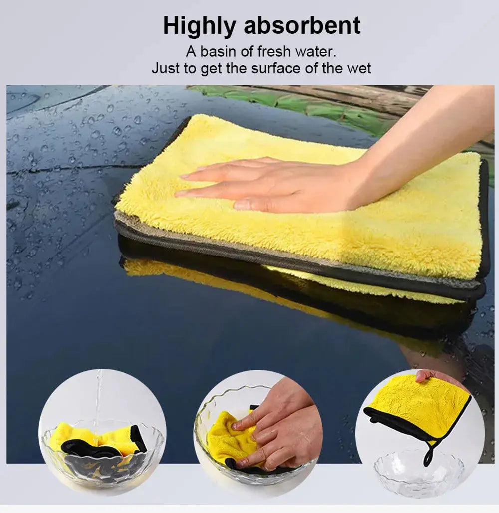 3/5/10Pcs Car Wash Microfiber Towel 30x30/60CM Car Cleaning Drying Cloth Hemming Car Care Cloth Detailing Car Wash Towel FUXL-Shopify