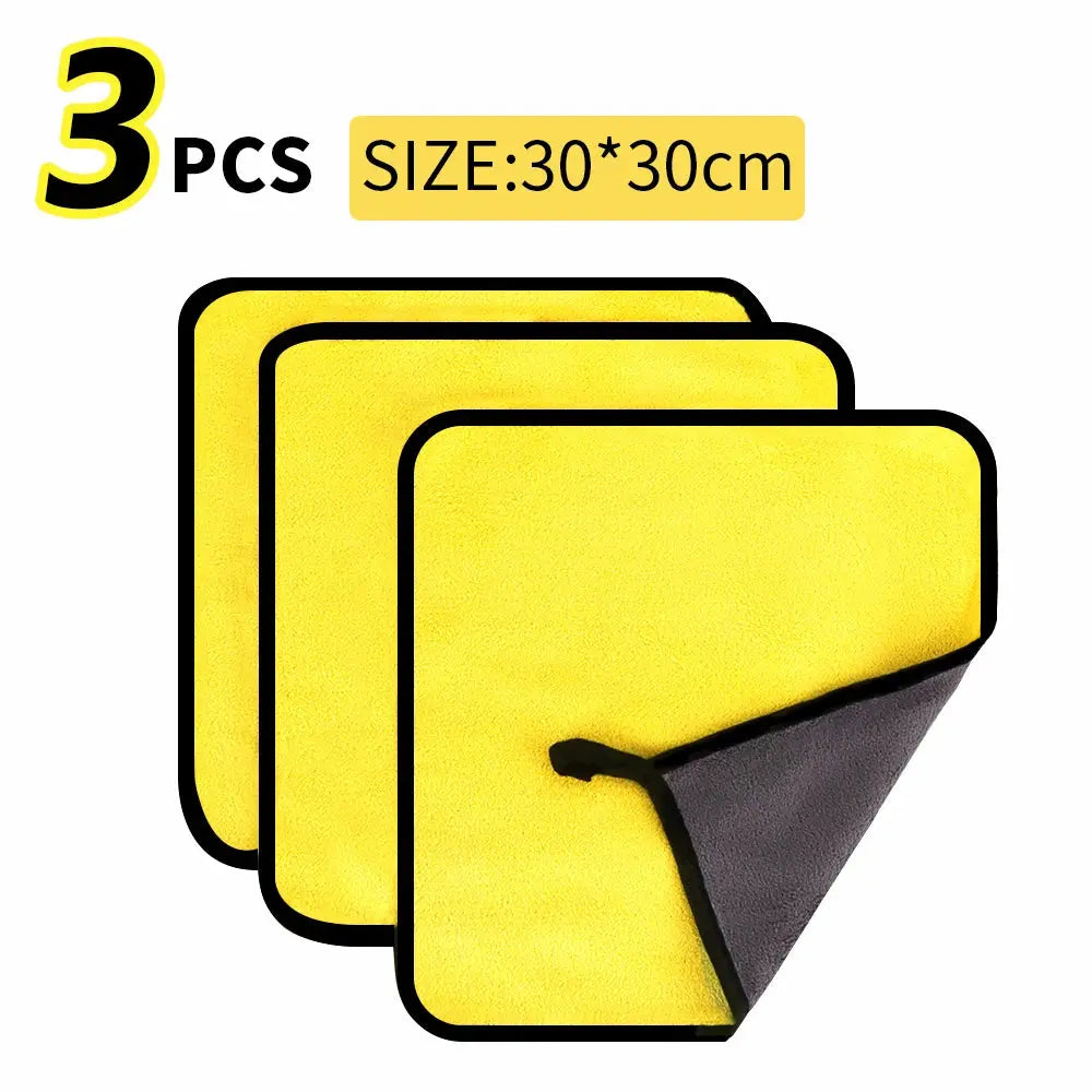 3/5/10Pcs Car Wash Microfiber Towel 30x30/60CM Car Cleaning Drying Cloth Hemming Car Care Cloth Detailing Car Wash Towel FUXL-Shopify