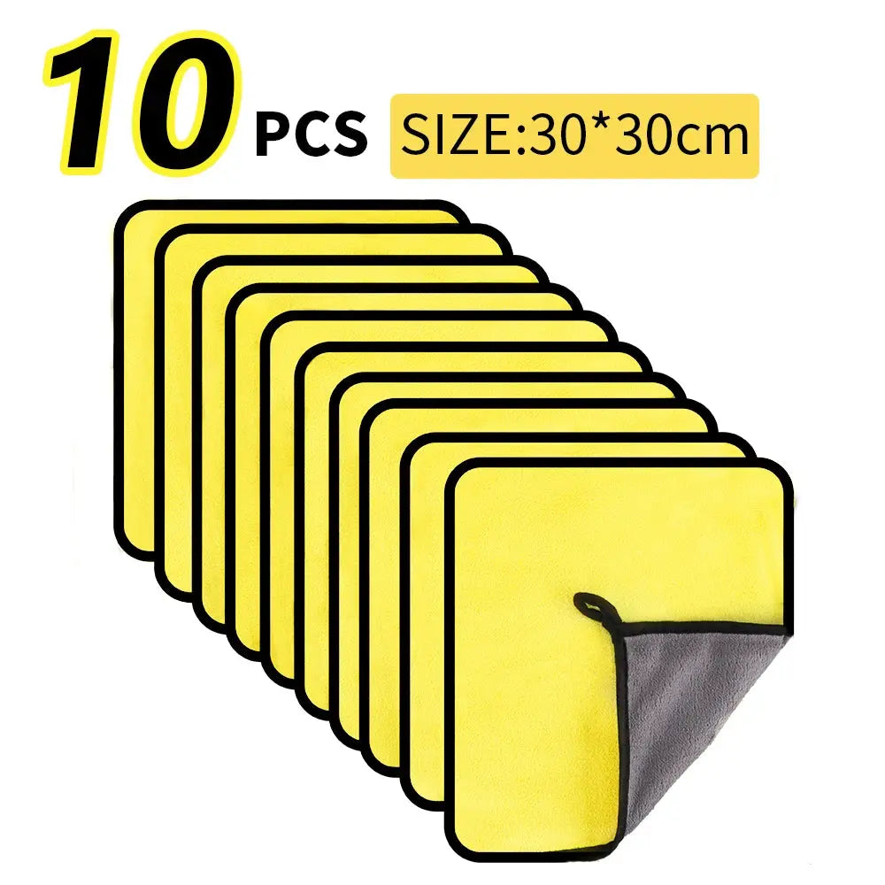 3/5/10Pcs Car Wash Microfiber Towel 30x30/60CM Car Cleaning Drying Cloth Hemming Car Care Cloth Detailing Car Wash Towel FUXL-Shopify