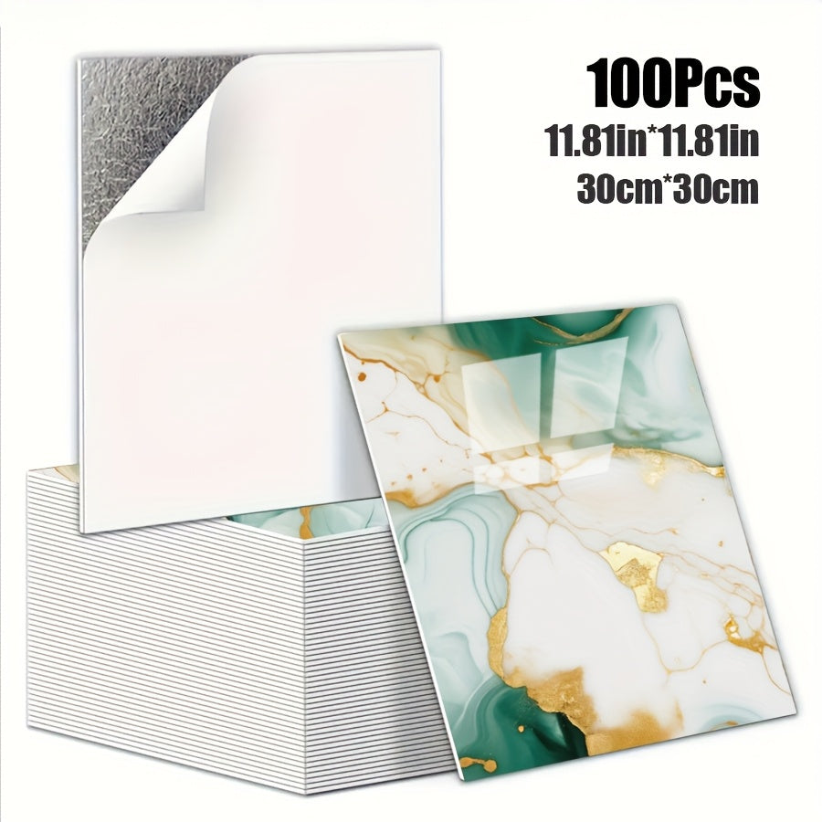Luxury Marble Wall Panels 47.78×47.78 cm aus 3D-Vinyl, selbstklebend, spritzwassergeschützt und geeignet für Schlafzimmer, Wohnzimmer, Dusche und Bar