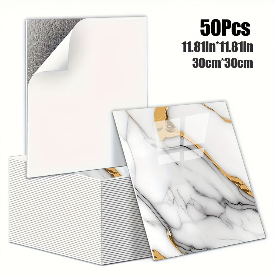 Luxury Marble Wall Panels 47.78×47.78 cm aus 3D-Vinyl, selbstklebend, spritzwassergeschützt und geeignet für Schlafzimmer, Wohnzimmer, Dusche und Bar