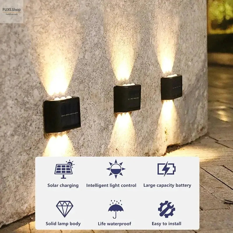4/6/12/16 LED Solar Wandleuchte – Wasserdicht, Außenbeleuchtung für Garten, Balkon, Fassade & Landschaft - FUXL-Shopify