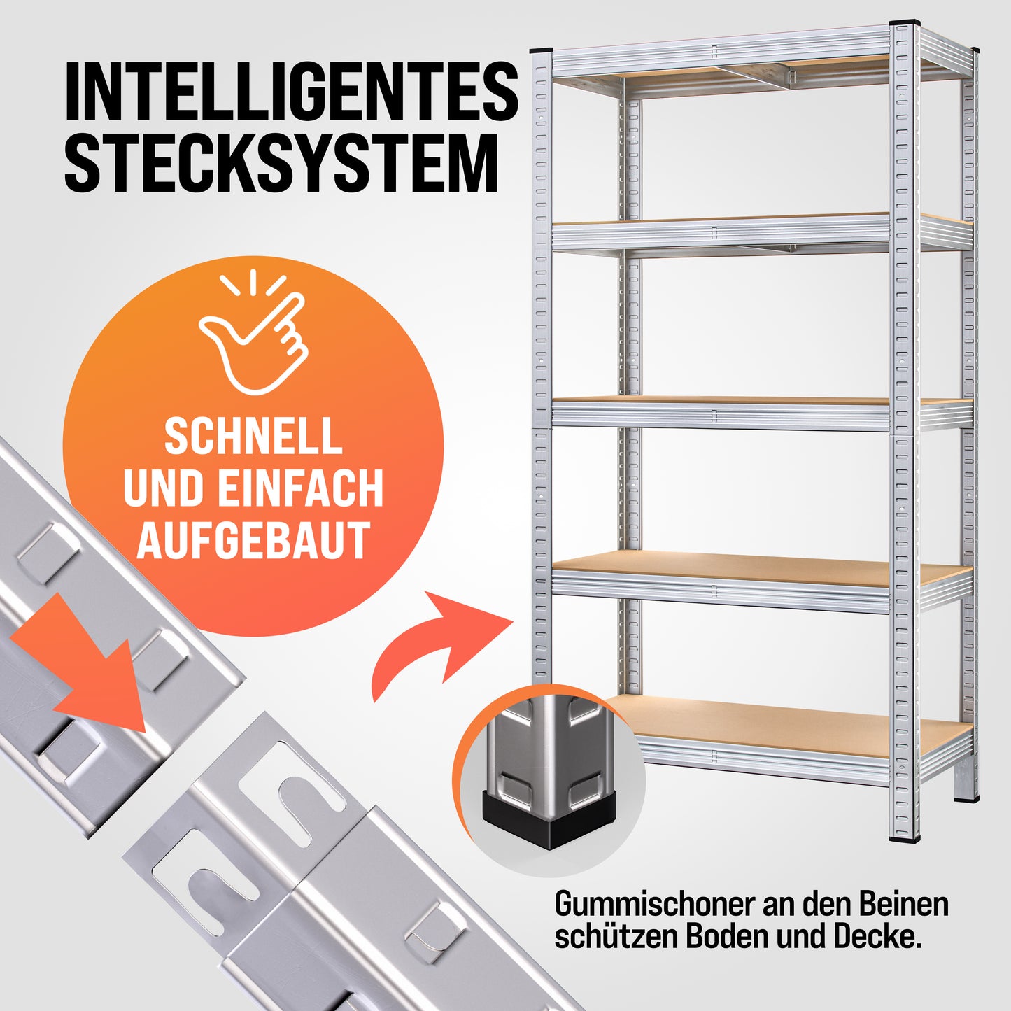 2X Schwerlastregal 180x90x40cm | 1750kg Traglast | 10 MDF-Böden | Kellerregal | Werkstattregal | Metallregal | Modular | Silbern