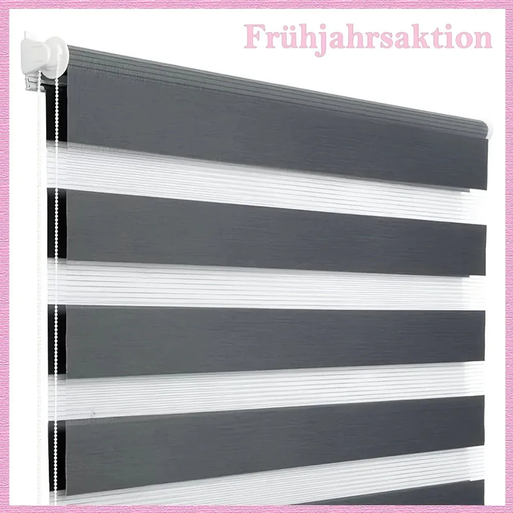 Doppelrollo Dunkelgrau – ohne Bohren, blickdicht & lichtdurchlässig, 100% Polyester