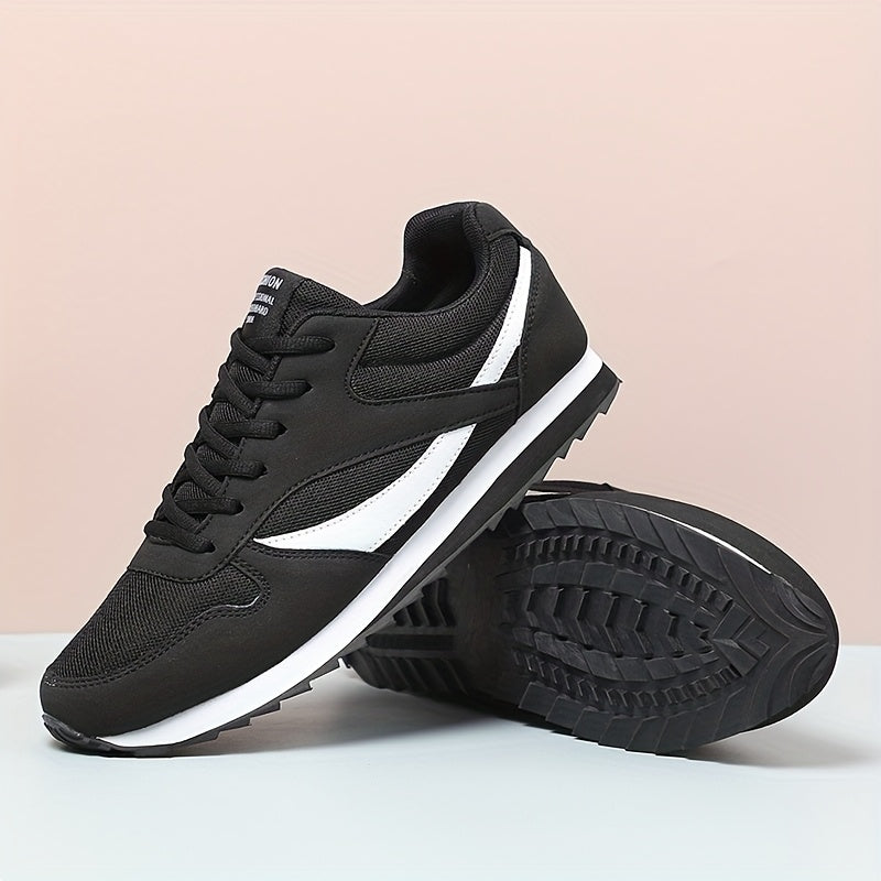 Herren Sneaker – Leicht, strapazierfähig, ganzjährig tragbar – Low-Top mit geometrischem Muster, atmungsaktivem PU/Textil-Obermaterial & Gummisohle für Alltag, Sport & Outdoor
