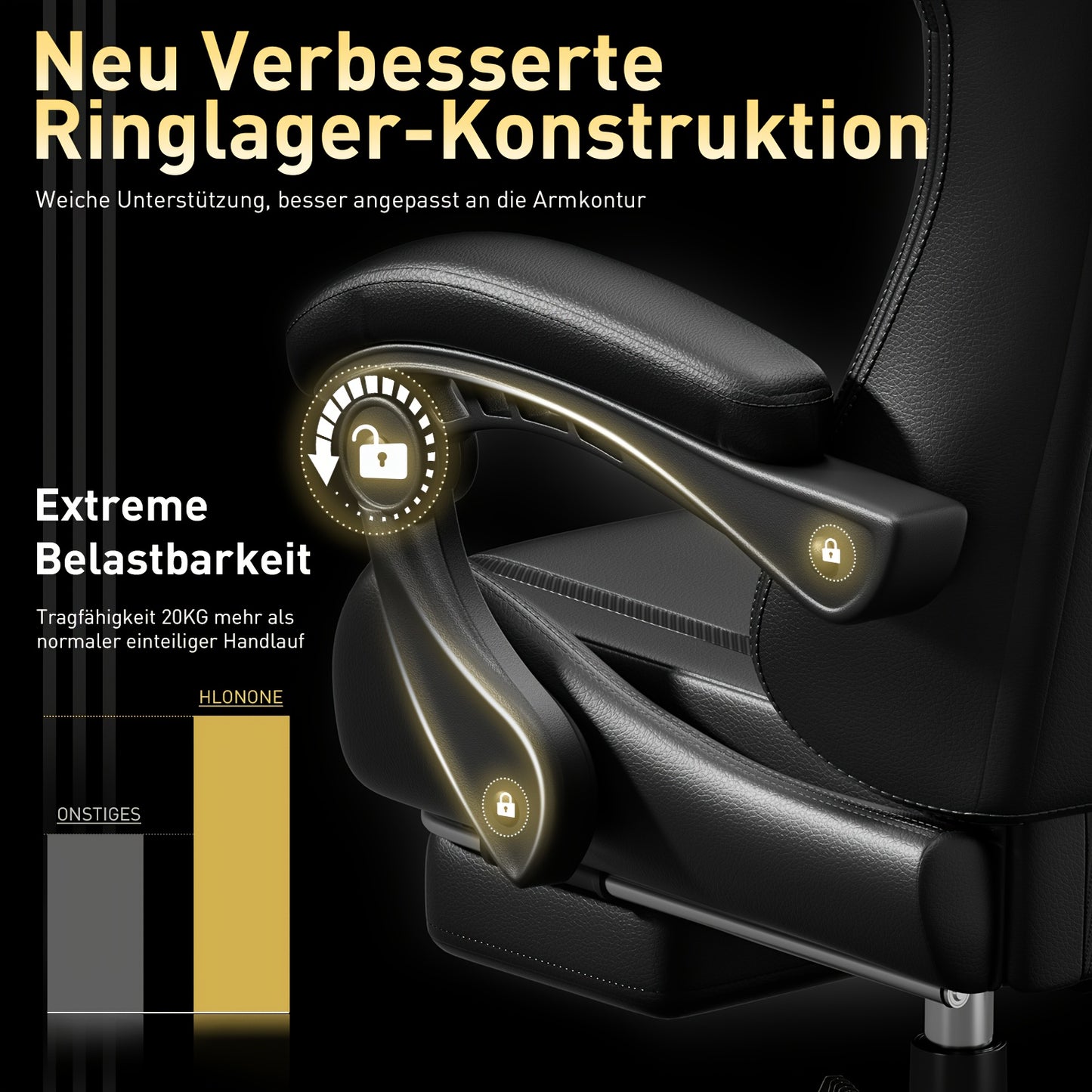 Gaming-Stuhl mit Massagefunktion – ergonomischer Racing Chair mit Fußstütze, Kopfstütze & Lendenkissen, gepolstert, bis 150 kg belastbar, ideal für PC & Konsole