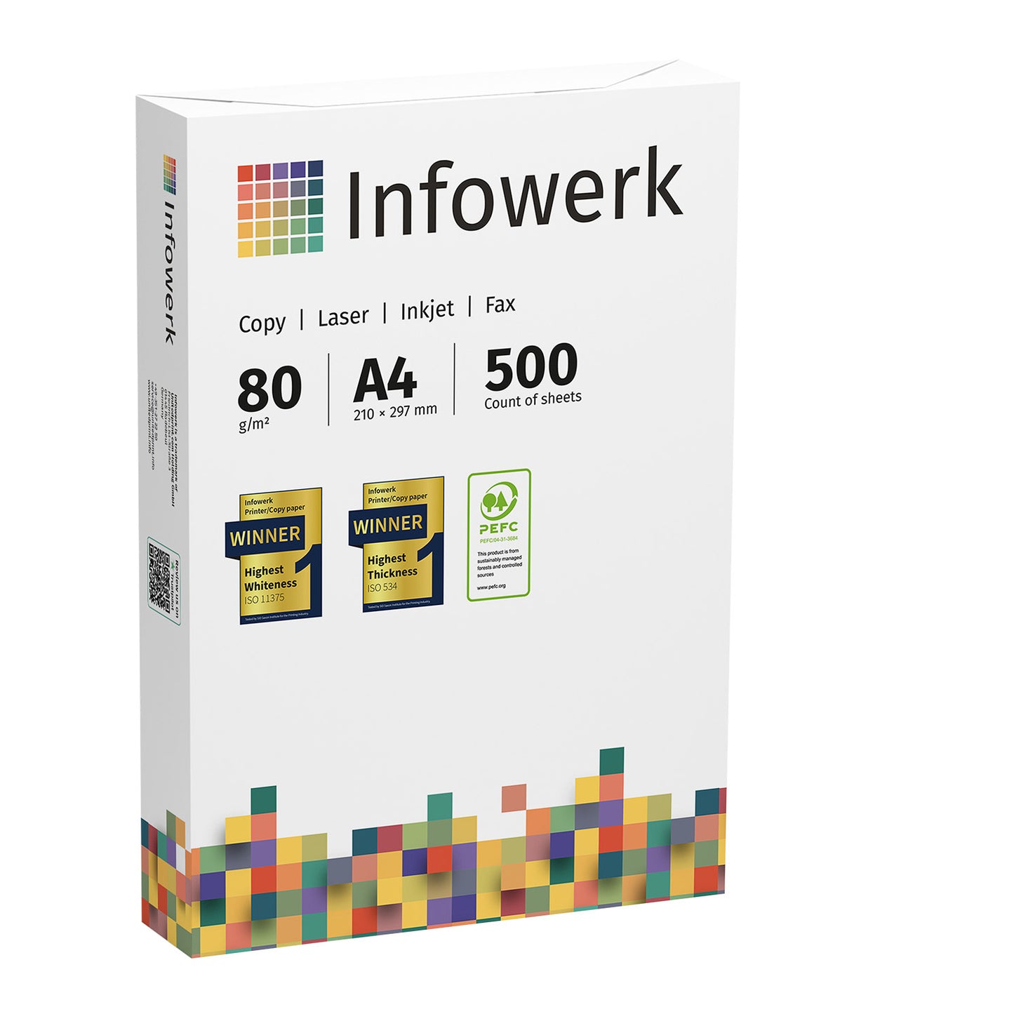 Infowerk Premium-Kopierpapier A4, 2000 Blatt (4×500). 80g, hochweiß, ausgezeichnet als Testsieger. PEFC-zertifiziert, perfekt für alle Drucker, Kopierer und Faxgeräte – für gestochen scharfe Ausdrucke.