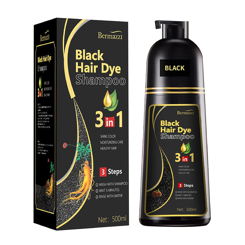 500ml Ginseng Haarfärbe-Shampoo – Pflanzliche Pflege, Grauabdeckung, langanhaltende Farbe, feuchtigkeitsspendend & sanft für Damen & Herren