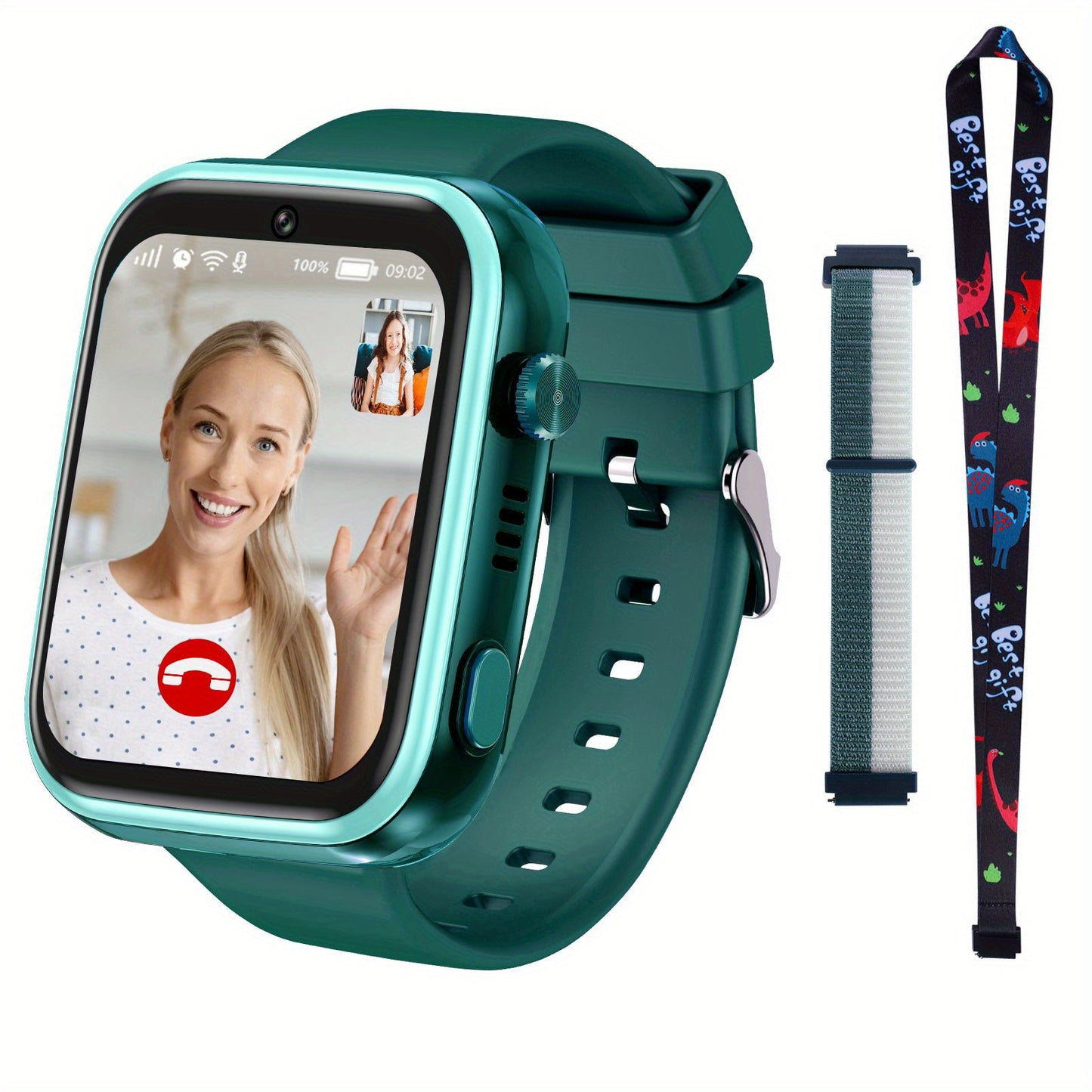 Premium LTE(4G) Smartwatch für Kinder – Android Uhr mit GPS, WLAN, SOS, Musik, ultradünn, mit integrierten Ohrhörern, ideal für Schule & Freizeit