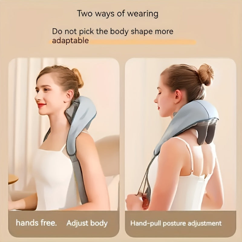 Kabelloses Nackenmassagegerät mit Wärme, 3 Intensitäten & Hands-Free-Tragegurt – ergonomisch & leise