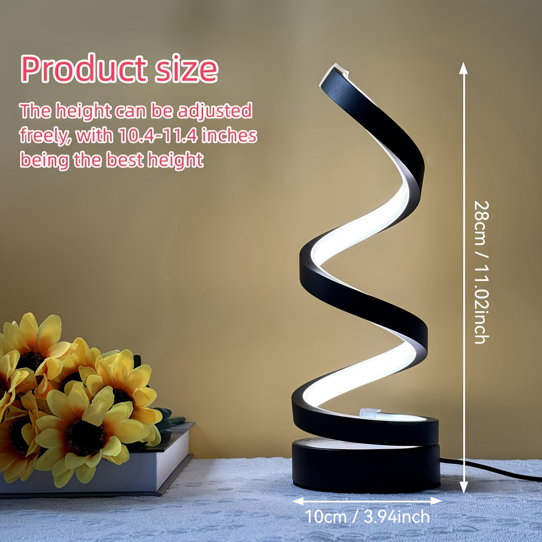 2er-Set Spiral LED Schreibtischlampen – 3 Lichtfarben, USB-betrieben – Modernes Design für Schlafzimmer, Wohnzimmer, Büro & Bar