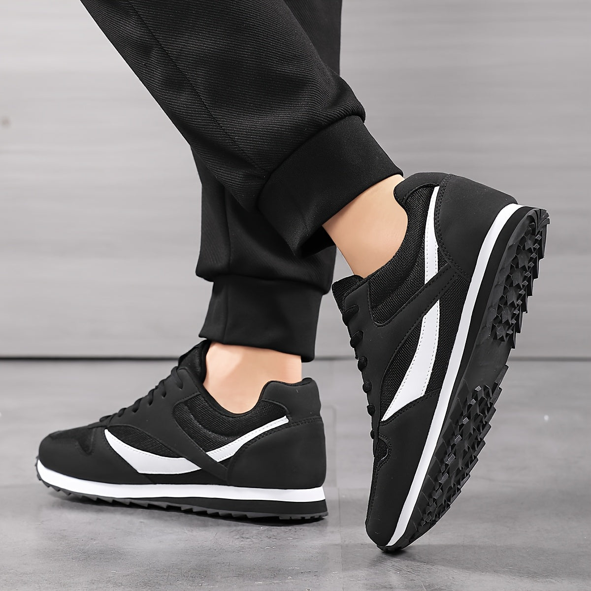 Unisex Retro-Sneaker, Low-Top, atmungsaktiv, EVA/Gummisohle, runde Spitze, Weiß & Schwarz, bequem, für alle Jahreszeiten.