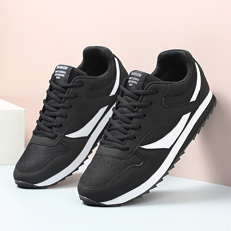 Herren Sneaker – Leicht, strapazierfähig, ganzjährig tragbar – Low-Top mit geometrischem Muster, atmungsaktivem PU/Textil-Obermaterial & Gummisohle für Alltag, Sport & Outdoor