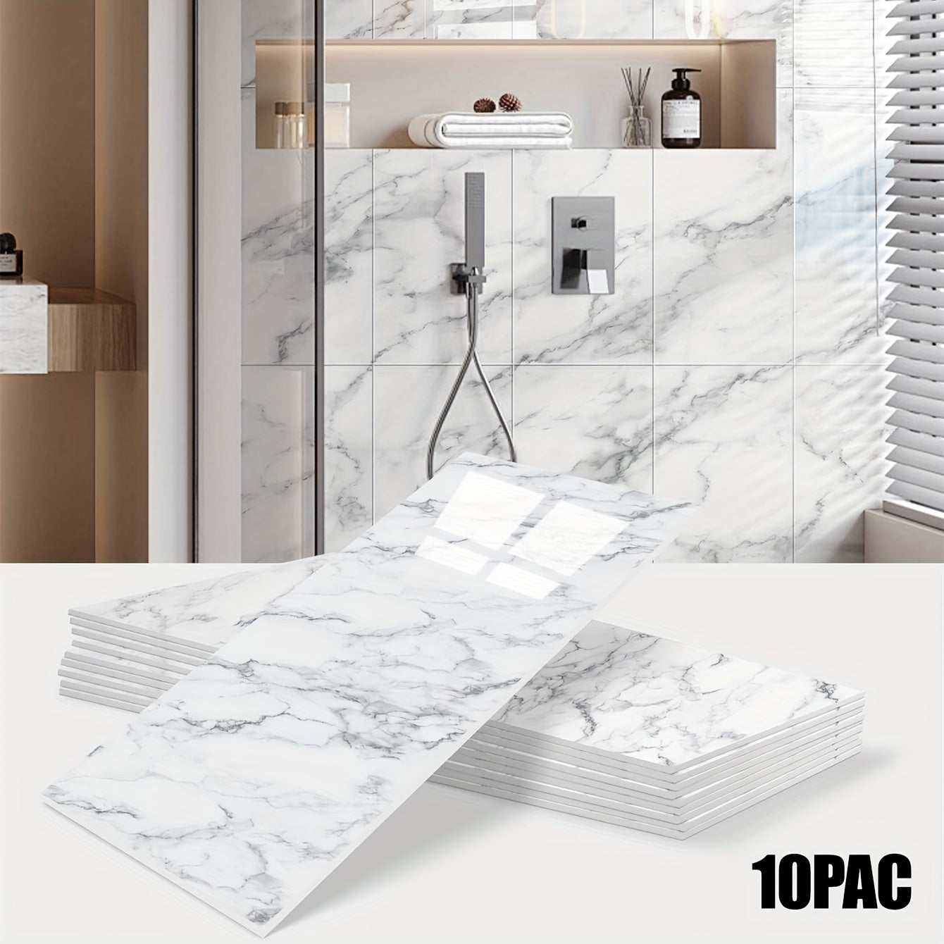 10er-Set Marmor Optik Wandfliesen – Selbstklebend, PVC, 1,8m² – Wasserfest & Hitzebeständig für Küche, Bad & Wohnzimmer – Wanddeko
