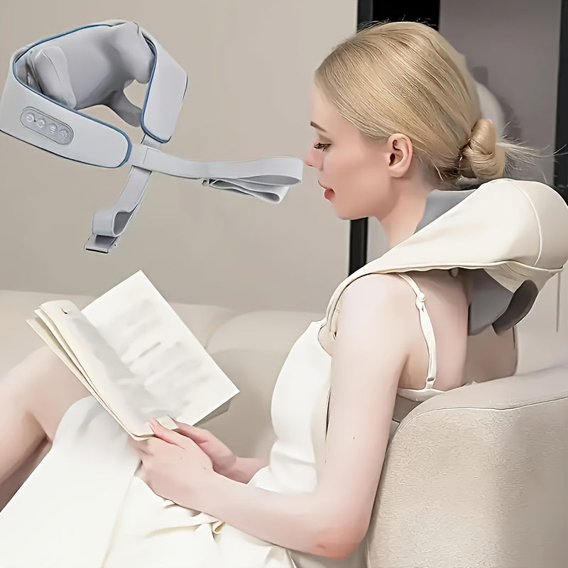 Kabelloses Nackenmassagegerät mit Wärme, 3 Intensitäten & Hands-Free-Tragegurt – ergonomisch & leise