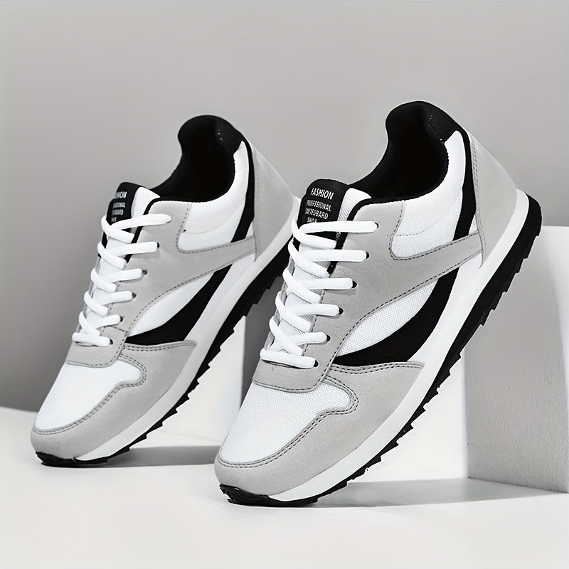 Unisex Retro-Sneaker, Low-Top, atmungsaktiv, EVA/Gummisohle, runde Spitze, Weiß & Schwarz, bequem, für alle Jahreszeiten.