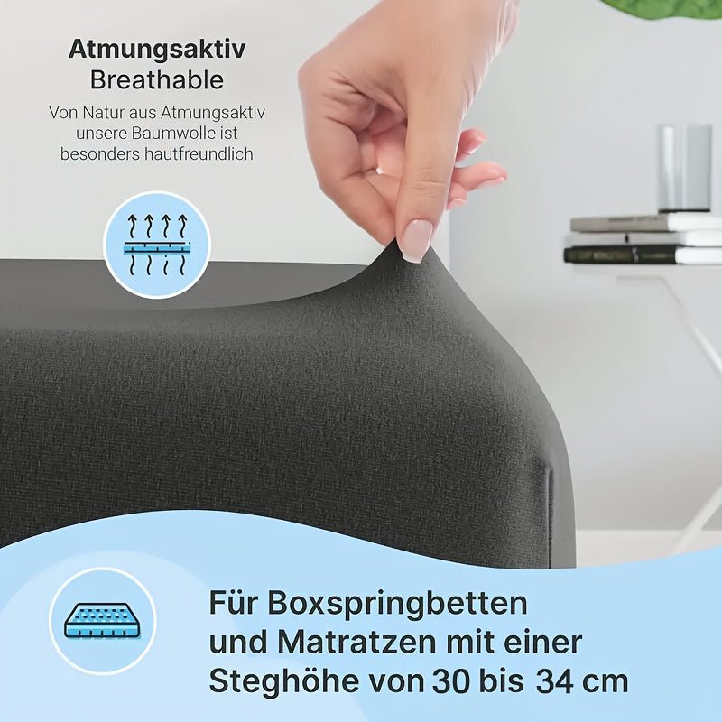 Baumwolle Spannbettlaken – Hochwertig, 130 g/m², 30 cm Steghöhe, Atmungsaktiv & Weich, Pflegeleicht, Ganzjahres-Bettwäsche für Zuhause & Gästezimmer