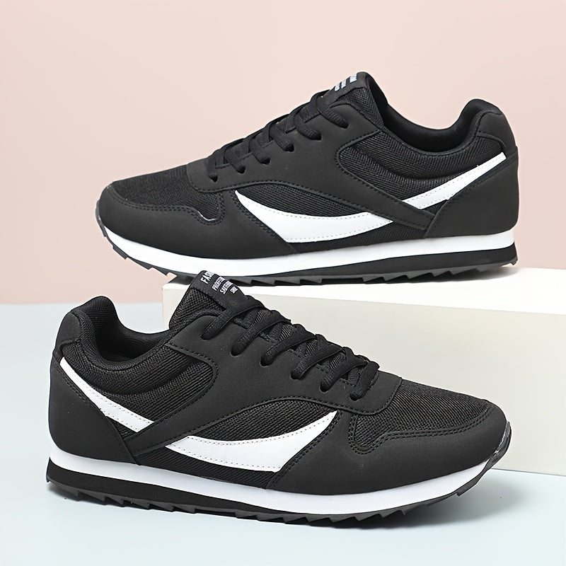 Unisex Retro-Sneaker, Low-Top, atmungsaktiv, EVA/Gummisohle, runde Spitze, Weiß & Schwarz, bequem, für alle Jahreszeiten.