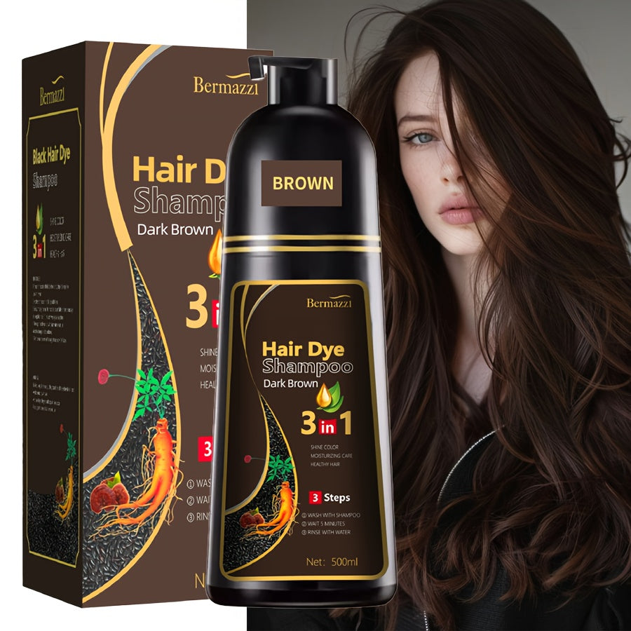 500ml Ginseng Haarfärbe-Shampoo – Pflanzliche Pflege, Grauabdeckung, langanhaltende Farbe, feuchtigkeitsspendend & sanft für Damen & Herren