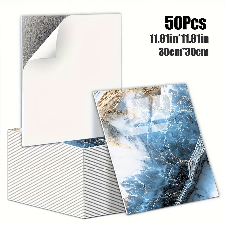 Luxury Marble Wall Panels 47.78×47.78 cm aus 3D-Vinyl, selbstklebend, spritzwassergeschützt und geeignet für Schlafzimmer, Wohnzimmer, Dusche und Bar