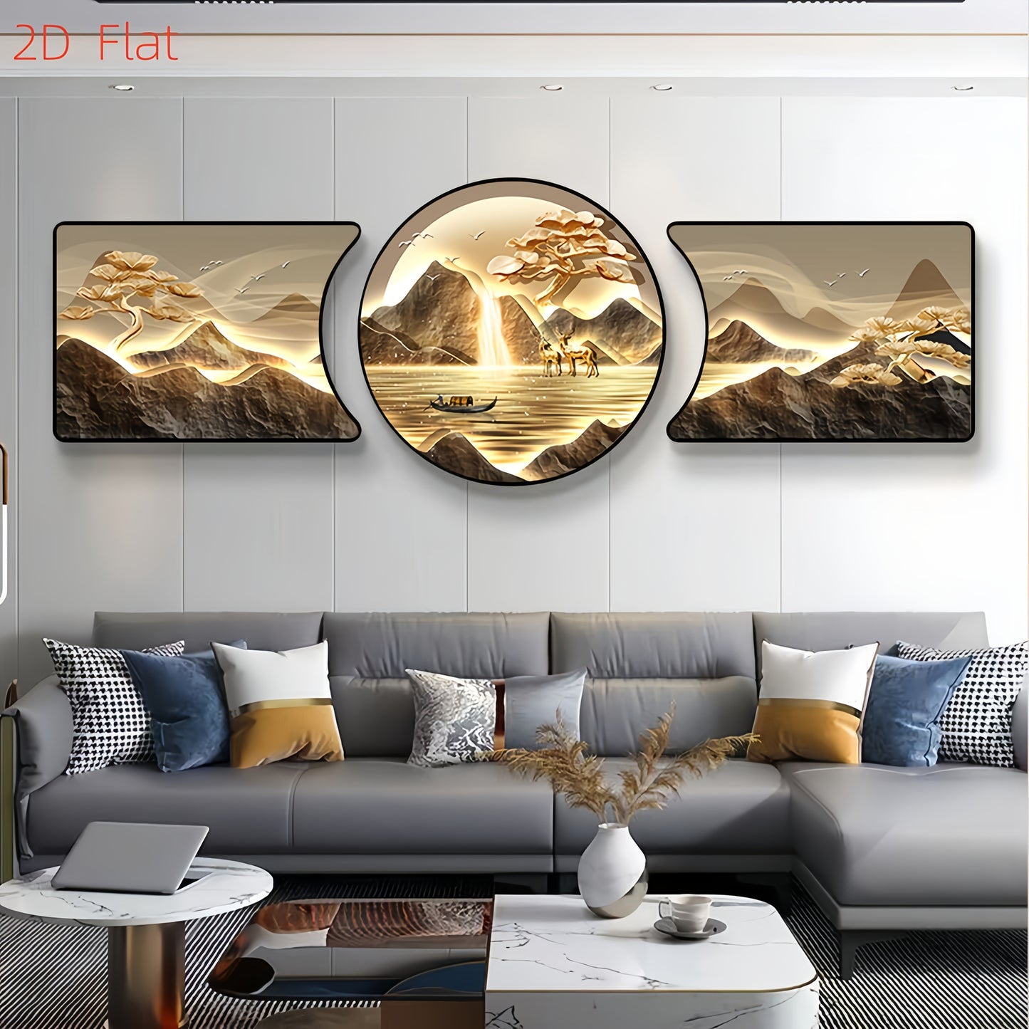3er-Set 2D Wandbilder mit Elchmotiv – gerahmte Kunst für Wohnzimmer, Schlafzimmer & Flur – HD-Druck, schwarze Harzrahmen mit Goldakzent