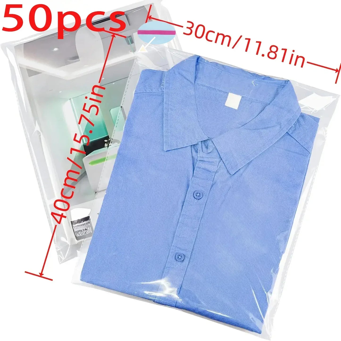 Selbstklebende Plastiktüten Transparent 50/100 Stück - Wasserfest & Wiederverwendbar - FUXLShop