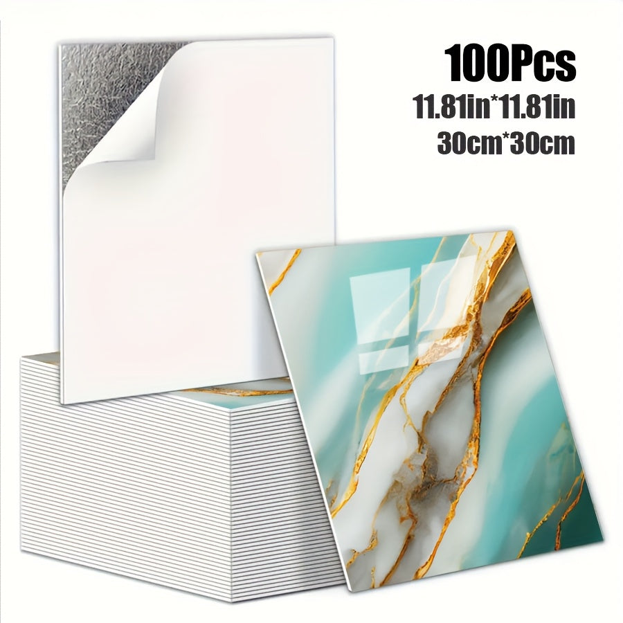Luxury Marble Wall Panels 47.78×47.78 cm aus 3D-Vinyl, selbstklebend, spritzwassergeschützt und geeignet für Schlafzimmer, Wohnzimmer, Dusche und Bar