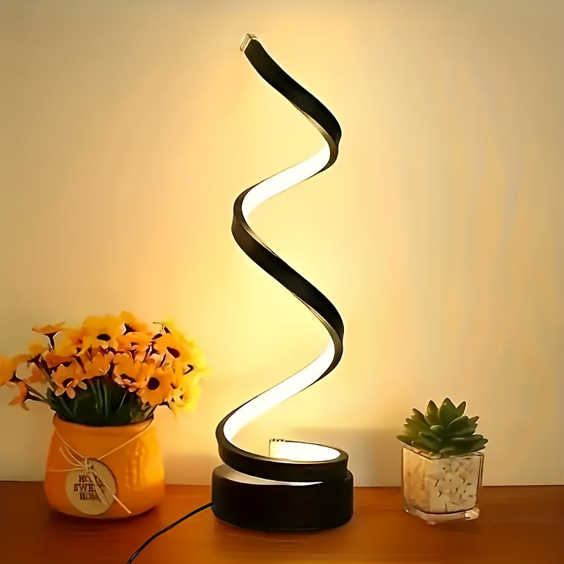 2er-Set Spiral LED Schreibtischlampen – 3 Lichtfarben, USB-betrieben – Modernes Design für Schlafzimmer, Wohnzimmer, Büro & Bar